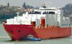 ID 2594 TARONGA (1996/54826grt/72708grt post-conversion/IMO 9121273. Renamed ENDURANCE in 2006) seen berthing in Auckland, NZ following the enclosure of her upper decks.